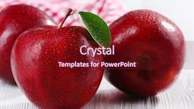  Presentation with red apple tree - Slide set having ripe red apples on table background and a tawny brown colored foreground