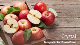  Presentation with barn wood autumn apples - Cool new slides with ripe red apples on wooden backdrop and a tawny brown colored foreground
