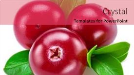  Presentation with green-leaves - PPT theme consisting of ripe-red-cranberries-with-green background and a red colored foreground