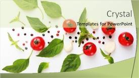  Presentation with food red - Theme consisting of ripe-red-tomatoes-with-basil background and a soft green colored foreground