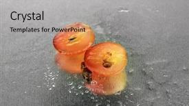  Presentation with grape - Cool new PPT theme with ripe sliced grape and seeds close up backdrop and a light gray colored foreground