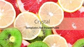  Presentation with kiwi - PPT theme consisting of ripe slices lemon kiwi and grapefruit close-up background background and a lemonade colored foreground