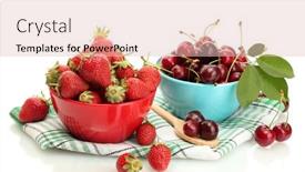  Presentation with strawberries - Audience pleasing PPT theme consisting of ripe-strawberries-and-cherry-berries backdrop and a lemonade colored foreground
