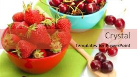  Presentation with strawberries - Cool new slides with ripe-strawberries-and-cherry-berries backdrop and a red colored foreground