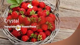  Presentation with strawberries - Theme with ripe-strawberries-in-basket background and a tawny brown colored foreground