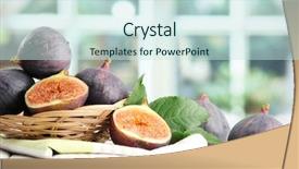  Presentation with leaves - Slide set with ripe sweet figs with leaves background and a sky blue colored foreground