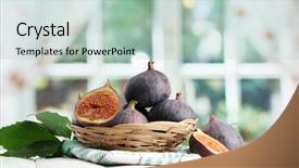  Presentation with fruit fig - Amazing PPT theme having ripe sweet figs with leaves backdrop and a  colored foreground