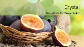  Presentation with tea leaves fresh green leaf - Colorful slides enhanced with ripe sweet figs with leaves backdrop and a  colored foreground