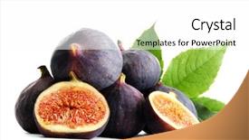  Presentation with isolated fall oak leaf - Colorful PPT theme enhanced with ripe sweet figs with leaves backdrop and a white colored foreground