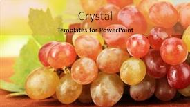  Presentation with table grape - Presentation theme with ripe-sweet-grape-on-wooden background and a coral colored foreground