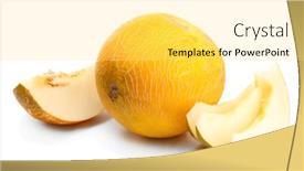  Presentation with sweet - Amazing PPT theme having ripe sweet melons isolated backdrop and a yellow colored foreground