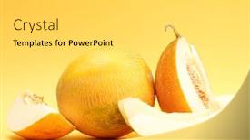  Presentation with sweet - Amazing presentation theme having ripe-sweet-melons-on-yellow backdrop and a light gray colored foreground