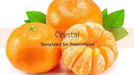  Presentation with mandarin fruits - Slide deck consisting of ripe-tangerine-fruits-with-leaf background and a gold colored foreground