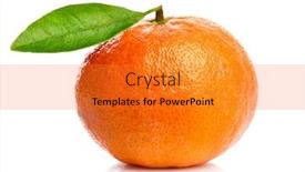  Presentation with green leaf - Audience pleasing theme consisting of ripe-tangerines-with-green-leaf backdrop and a gold colored foreground