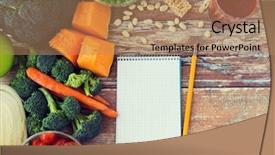  Presentation with culinary - Theme consisting of ripe vegetables and notebook background and a  colored foreground
