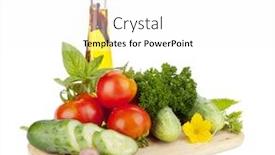  Presentation with olive oil - Cool new PPT layouts with ripe vegetables herbs and olive oil isolated on white background backdrop and a white colored foreground