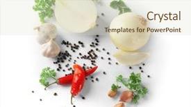  Presentation with vegetables - Cool new slide deck with ripe vegetables on white background backdrop and a  colored foreground