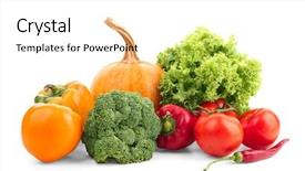  Presentation with vegetables - Amazing PPT layouts having ripe vegetables on white background backdrop and a white colored foreground