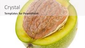  Presentation with walnut - Slides with ripe-walnut-in-green-husk background and a light gray colored foreground