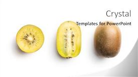  Presentation with kiwi fruit - PPT theme having ripe-yellow-kiwi-fruit-isolated background and a white colored foreground