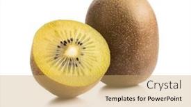  Presentation with kiwi fruit - Slides enhanced with ripe-yellow-kiwi-fruit-isolated background and a yellow colored foreground