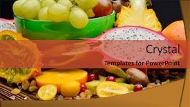  Presentation with papaya tropical fruit vanilla pastel - Slides with ripen tropical fruits in studio background and a  colored foreground