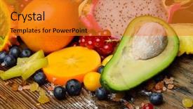  Presentation with tropical - PPT theme with ripen tropical fruits in studio background and a  colored foreground
