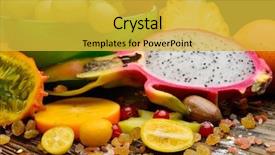  Presentation with tropical fruit - Cool new slides with ripen tropical fruits in studio backdrop and a  colored foreground