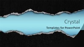  Presentation with black paper - PPT theme with ripped-black-paper-on-blue background and a light blue colored foreground