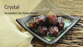  Presentation with date palm - Presentation theme featuring ripped dates in a plate background and a coral colored foreground