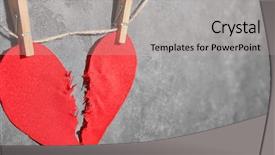  Presentation with fabric - PPT layouts consisting of ripped fabric heart hanging background and a light gray colored foreground