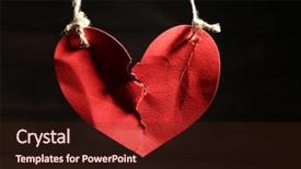  Presentation with relationship - Cool new PPT theme with ripped heart hanging on ropes backdrop and a wine colored foreground