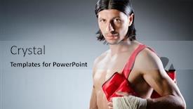  Presentation with martial arts - Theme consisting of ripped-martial-arts-expert background and a light blue colored foreground