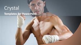  Presentation with martial arts - Theme featuring ripped-martial-arts-expert background and a gray colored foreground