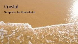  Presentation with footprints and sand sun - PPT theme featuring ripple effect - sun mirrored in the wet background and a  colored foreground