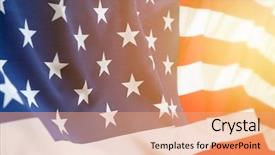  Presentation with american flag - Presentation design having rippled american flag sunlight shining background and a coral colored foreground