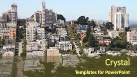  Presentation with rise - Colorful presentation enhanced with hi rise - san francisco street view backdrop and a tawny brown colored foreground
