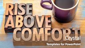  Presentation with inspirational abstract - Beautiful PPT theme featuring rise above comfort - inspirational word backdrop and a coral colored foreground