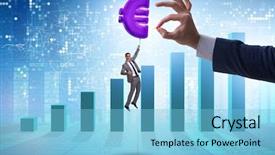  Presentation with euro - Audience pleasing PPT layouts consisting of rise challenge - businessman flying on euro sign backdrop and a light blue colored foreground