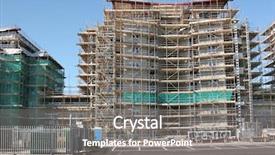  Presentation with high rise building - Theme enhanced with rise office blocks under building background and a gray colored foreground