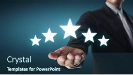  Presentation with five stars - Amazing slides having rise-on-increasing-five-stars backdrop and a ocean colored foreground