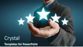  Presentation with five stars - Presentation design featuring rise-on-increasing-five-stars background and a ocean colored foreground