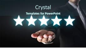  Presentation with five stars - Amazing presentation design having rise-on-increasing-five-stars backdrop and a ocean colored foreground