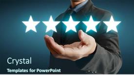  Presentation with evaluation - Audience pleasing theme consisting of rise-on-increasing-five-stars backdrop and a ocean colored foreground