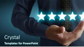  Presentation with five stars - Amazing PPT layouts having rise-on-increasing-five-stars backdrop and a navy blue colored foreground