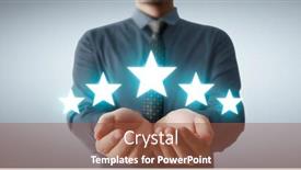  Presentation with evaluation - Colorful slides enhanced with rise-on-increasing-five-stars backdrop and a tawny brown colored foreground