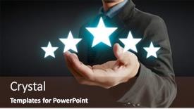  Presentation with five stars - PPT theme enhanced with rise-on-increasing-five-stars background and a tawny brown colored foreground