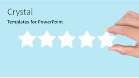  Presentation with rating - Slide set featuring rise-on-increasing-five-stars background and a cool aqua colored foreground