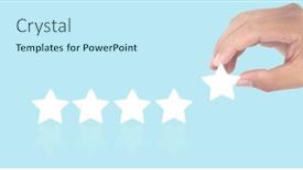  Presentation with rating - PPT theme having rise-on-increasing-five-stars background and a cool aqua colored foreground