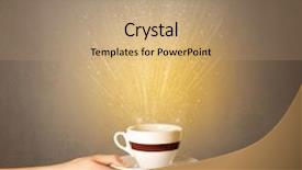  Presentation with trophy award hand holding - Slides featuring rise shine - young female hand holding coffee background and a coral colored foreground